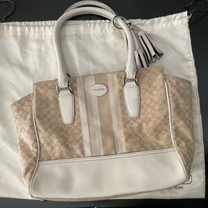Coach Legacy Signature Stripe Candace Chalk/ Tan